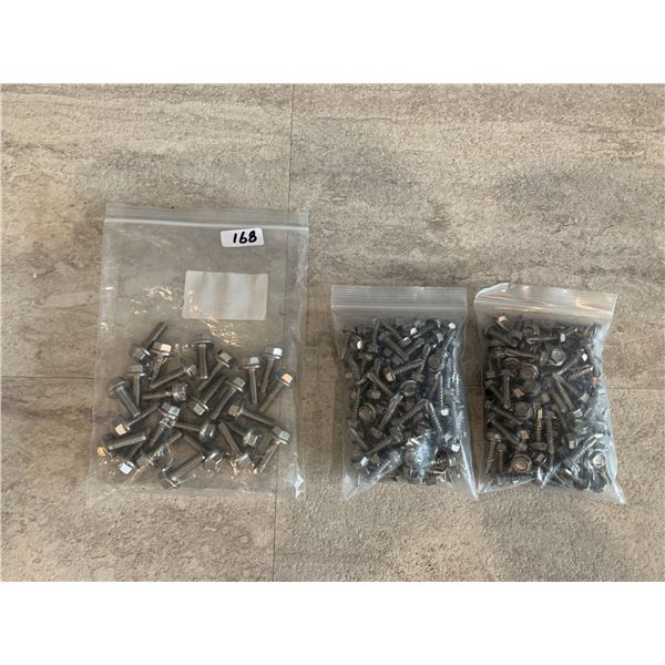 Lot of 2 Bags of Self Tapping Screws and Bag of 26 Stainless Steel Bolts