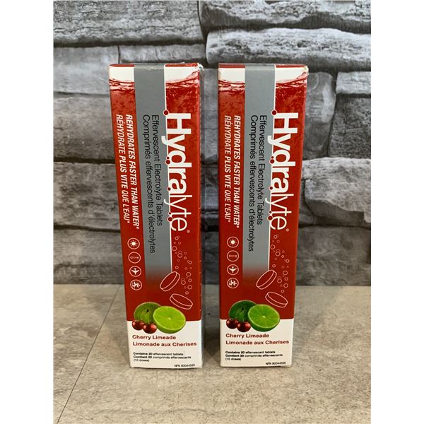 Lot of 2 HydraLyte Effervescent Electrolyte Tablets - Cherry Limeade - 20 Tablets
