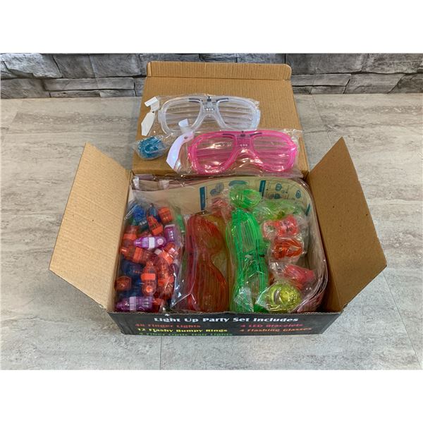 73 Pcs Lot of Light-Up Party Supplies - Includes: Finger Lights/ Rings/ Hair Lights/ Bracelets/ Fras