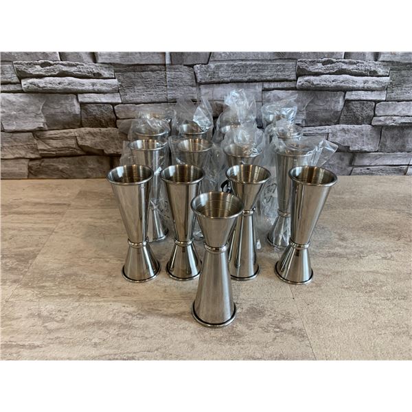 Lot of 17 Bartending Stainless Steel Jiggers - 1 & 2 Oz