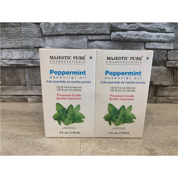 Majestic Pure Cosmeceuticals Peppermint Essential Oil Premium Grade 2 Pack 118ml each