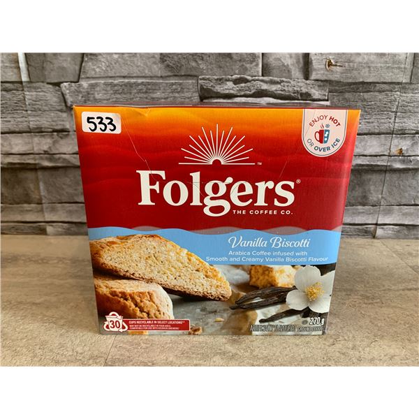 Folgers Vanilla Biscotti - Artificially Flavoured Ground Coffee - 30 Cups