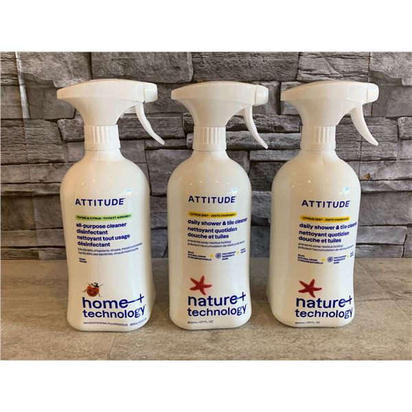 Lot of 3 Attitude All Purpose Cleaner Disinfectant Thyme & Citrus 800ml Each