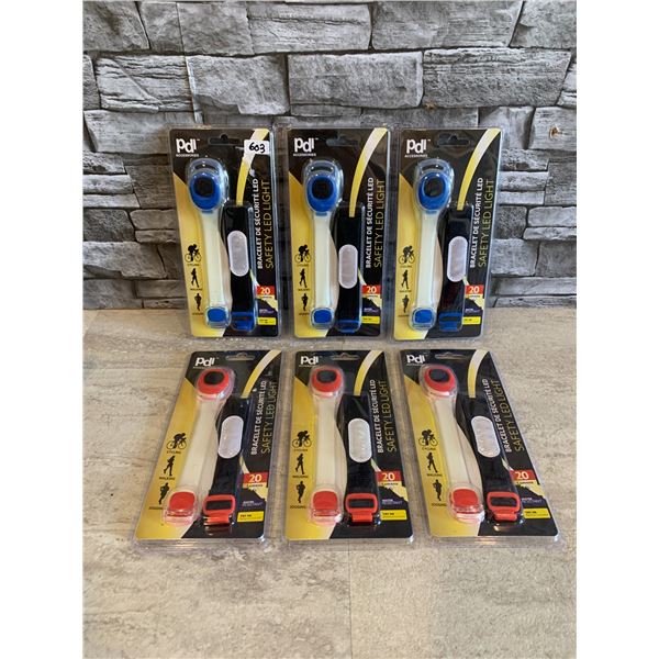 Lot of 6 Safety LED Bracelet Lights