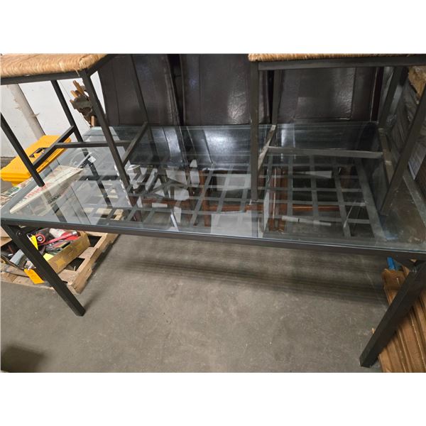 Glass Top Patio Table w/ 5 Chairs