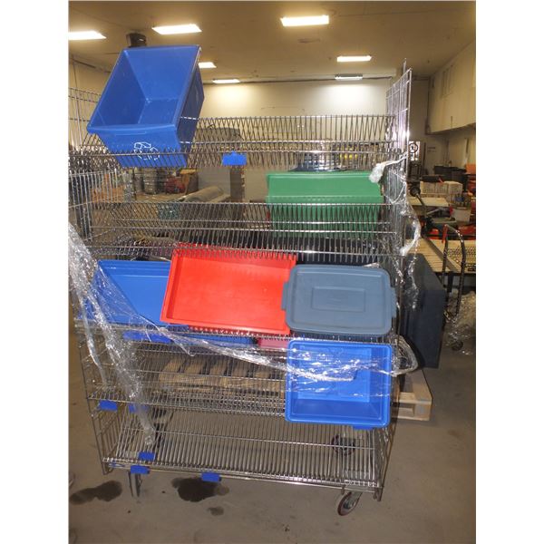 Stainless Steel Cart On Wheels w/ Bins