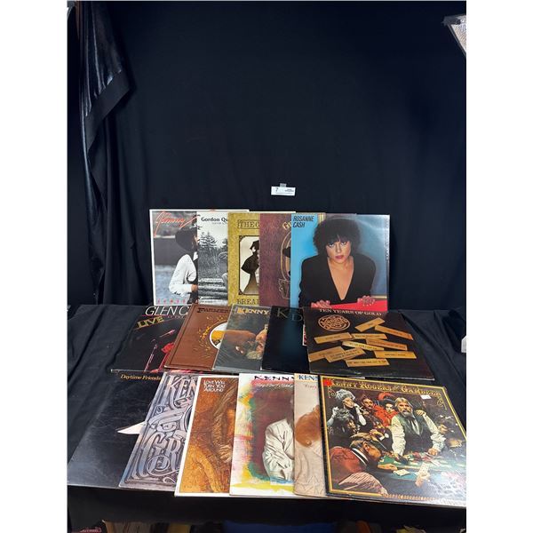 Lot of 16 Country lps 9 Kenny Rogers, Waylon Jennings, Rosanne Cash, Glen Campbell, Johnny Paycheck