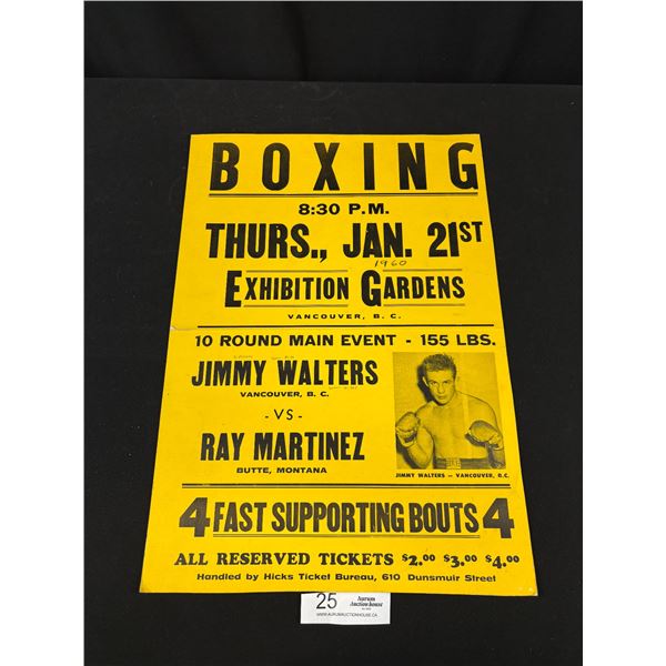1960 Original Boxing - Jimmy Walters of Vancouver at Exhibition Gardens