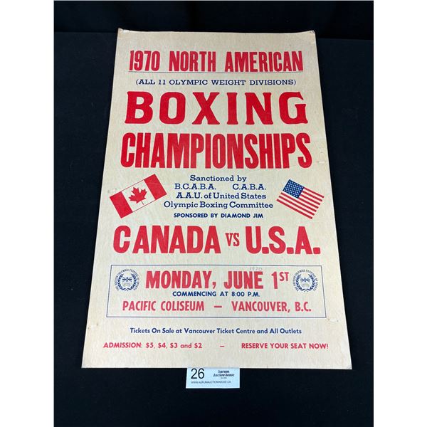 1970 Original Boxing Poster - North America Boxing Championships at Pacific Coliseum