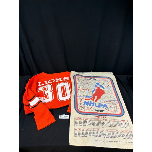 Vintage BC Lions Jim Young Shirt and 1972 NHLPA Tea Towel