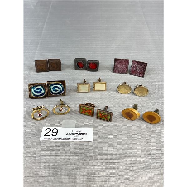 Great Lot of Mid Century Vintage Cufflinks, 9 Pairs