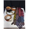 Image 1 : Lot of 11 Vintage Ties, Many Silk and in Great Condition and 6 Mens Belts