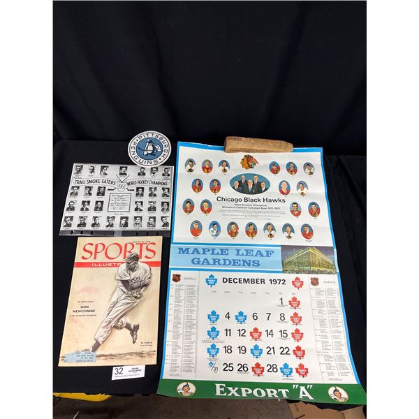 1972 Export A Caledndar Chicago Black Hawks, 1961 Trail Smoke Eaters Print, Vintage Pittsburgh Pengu