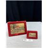 Image 1 : Pair of Vintage Fox Hunt Pictures in Original Red Leather Frames