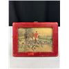 Image 3 : Pair of Vintage Fox Hunt Pictures in Original Red Leather Frames