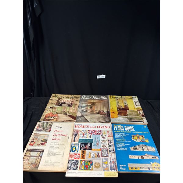 6 Vintage House Beautiful, Western Homes and Living Magazines from 1930, 1950s and 1960s