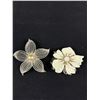 Image 2 : Antique Flower Brooches Rhinestone Butterfly