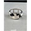 Image 2 : Art Deco White + Black Enamel Hinged Cuff with Rhinestones Quality!
