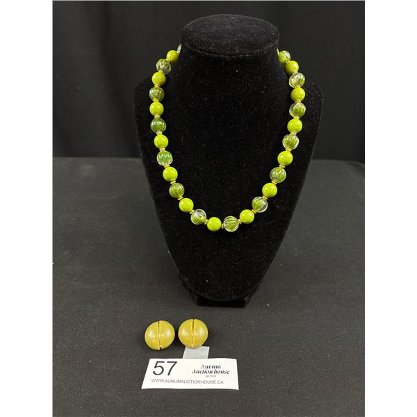 Signed Triad Celluloid Bead Necklace