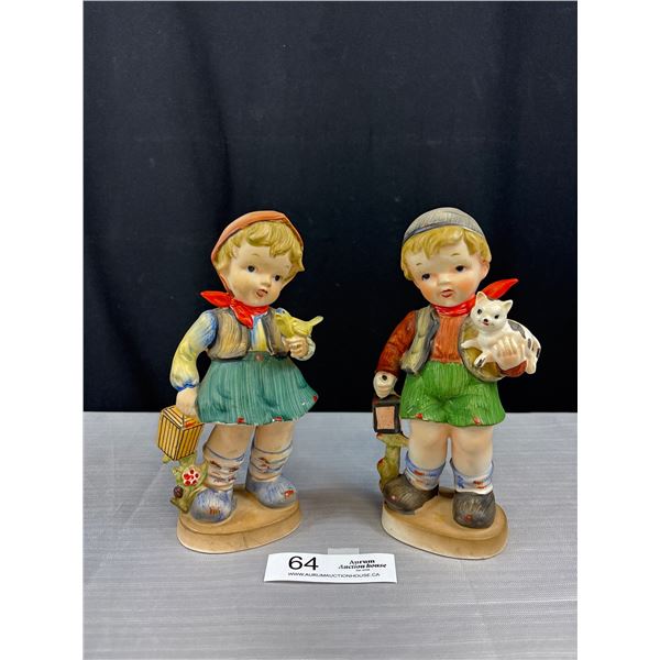 Large Boy and Girl Hummer Figurines Each Approx 8" Tall