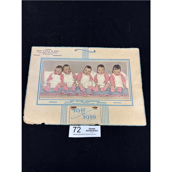 1935-36 Dionne Quintuplets Calendar
