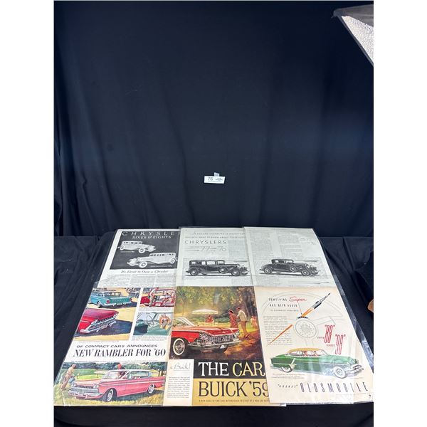 6 Vintage Magazine Car Advertisments