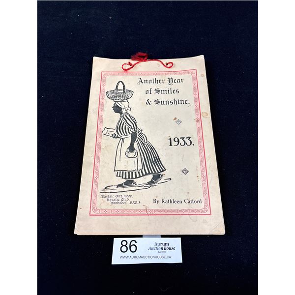 1933 (Black Memorabilia) Calendar From Barbados