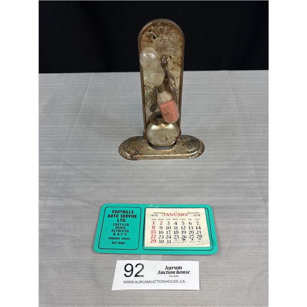 1979 Foothills Autoservice Fridge Calendar + Hard to Find 1950s E Kosta Minute Egg Timer