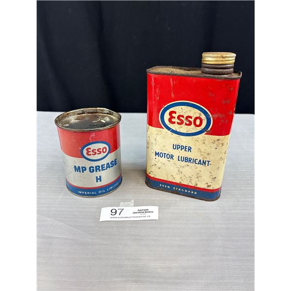 2 Vintage Esso Tins MP Grease and Upper Motor Lubricant