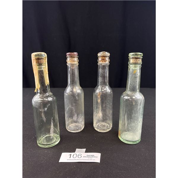 Lot of 6 Vintage Glass Medicine Bottles w/ Glass Cork Tops