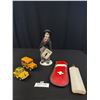 Image 1 : Vintage Charlie Chaplin Doll + First Aid Decanter and 2 Friction Cars