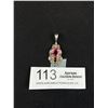 Image 1 : Sajen Pink Gemstone Pendant 925 Sterling Silver - 1.75" - 6.8 Grams - Marked and Tested