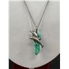Image 2 : 925 Sterling Silver Necklace and Pendant 20" Curb Link Chain and 1.5" Dolphin Pendant Wrapped Around