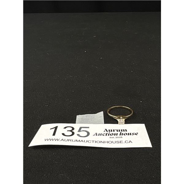 14K Yellow Gold Bezel Set Diamond Ring  - Size 7- 1.21 Grams - Marked and Tested