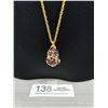 Image 2 : Vintage Signed Joan Rivers Rhinestone Egg Pendant Necklace - 30" Chain - EUC