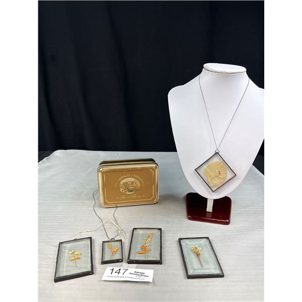 A Lot of Pressed Dried Flower Suncatcher Beveled Glass Diamond Shaped Leaked Vintage