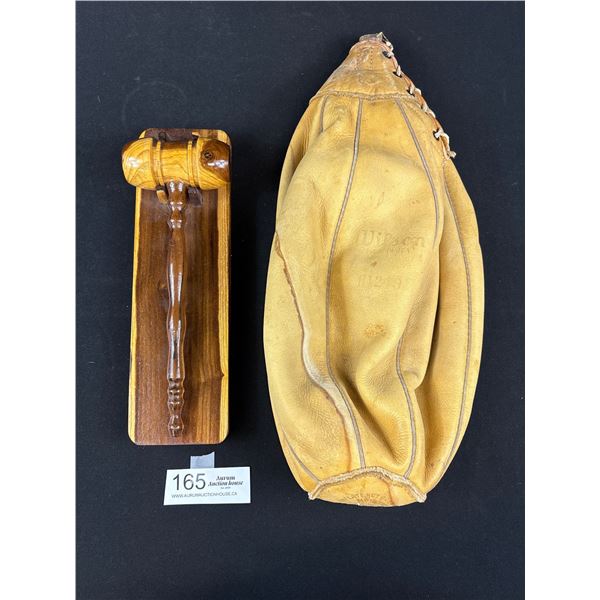 Old Leather Speedbag + Wooden Gavel