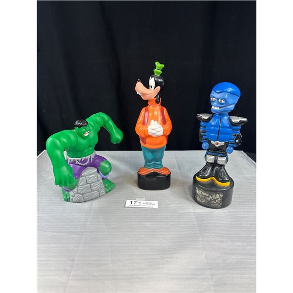Incredible Hulk Goofy Old Shampoo Bottles etc