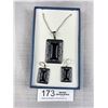 Image 1 : Heavy Silver and Onyx Necklace Earring Set