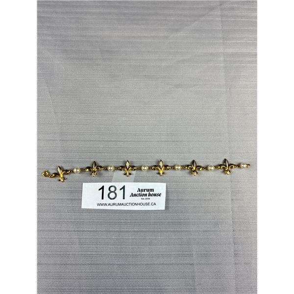 Vintage Gold And Enamel pearl bracelet