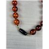 Image 3 : Vintage Amber Bead Necklace hand knotted with barrel clasp