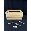 Image 1 : wooden cutlery crate with cutlery