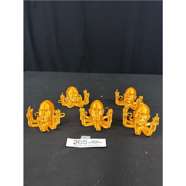 Lot of 5 Dwayne Johnson Rocktopus Fucktopus Neon Yellow Ring Jewelry Displays