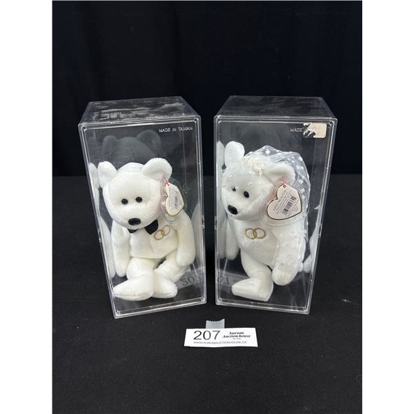 Bride and Groom Beanie Baby Bears In Cases