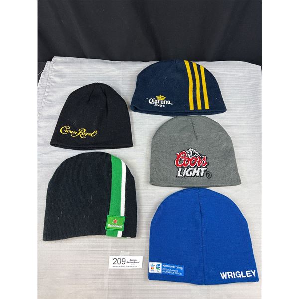 Lot of 5 Advertising Touques Heineken, Crown Royal, Vancouver Olympics, etc.