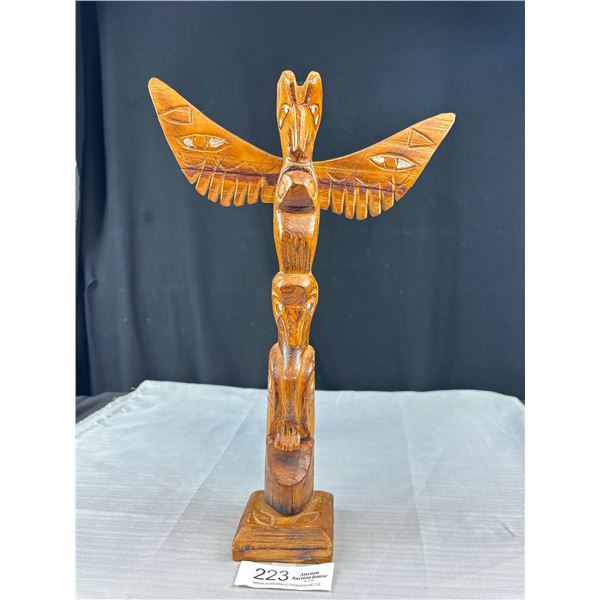 16" Tall 11" Wide West Coast Native Hand Carved Totem Pole