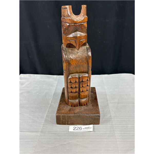 14" Tall West Coast Native Carved Eagle Signed on Back