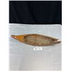 Image 1 : 17" Long Eastern Canadian Antique Carved Canoe on Side Marked Grechan