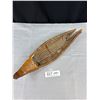 Image 2 : 17" Long Eastern Canadian Antique Carved Canoe on Side Marked Grechan