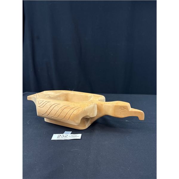 15" Wide West Coast Native Hand Carved Bowl Signed